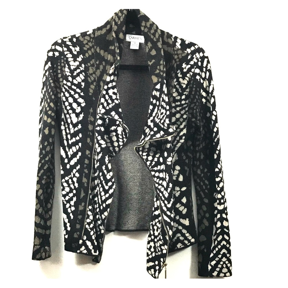 Nieman Marcus Zip up Asymmetric Sweater