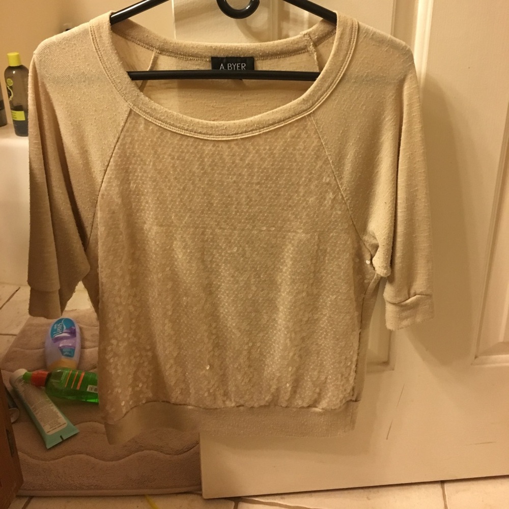 A. Byer tan shimmer top