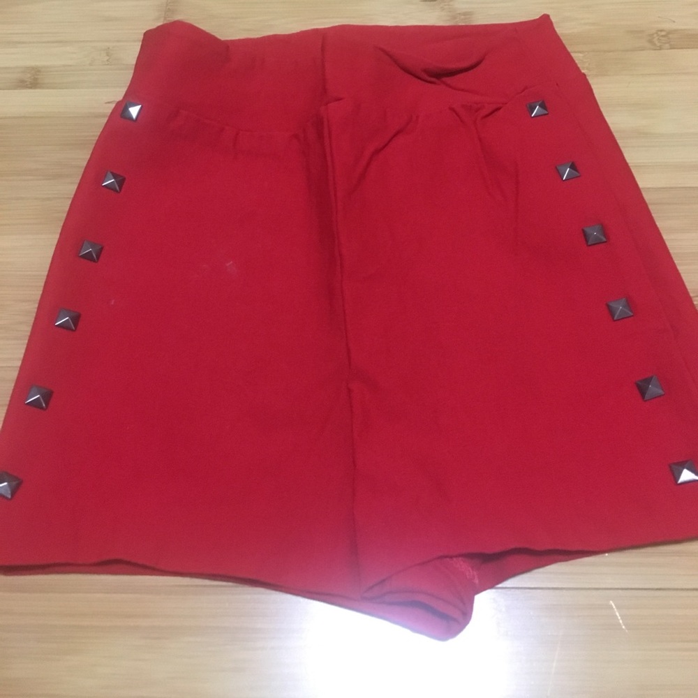 Red stud shorts