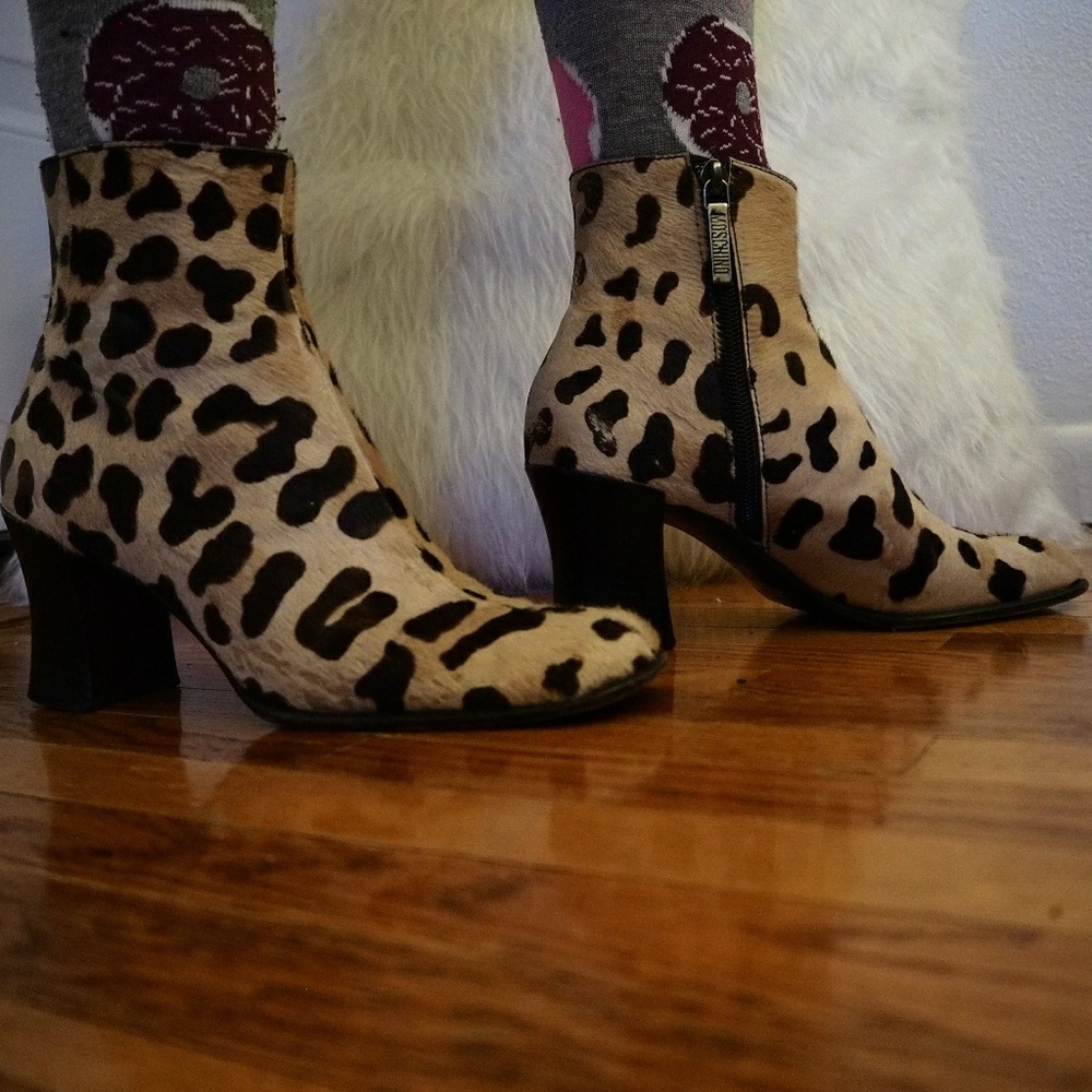 Vintage Moschino Leopard Booties
