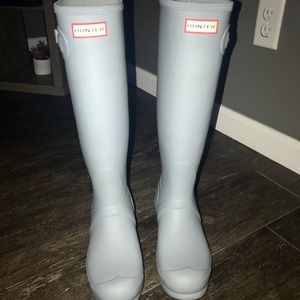 Baby blue matte hunter boots