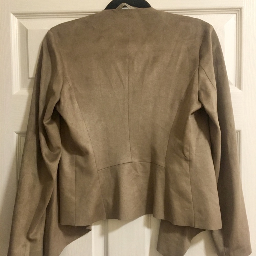 Zara - Suede Drape Front Jacket - Picture 2 of 5