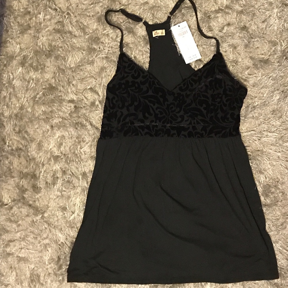 NWT Hollister Black Suede Like Sleeveless Top