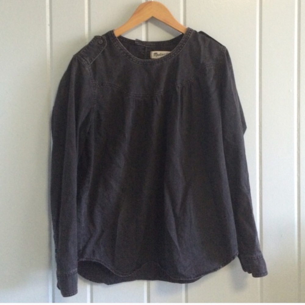 Madewell denim shirred popover tip