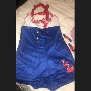 Pinup sailor girl costume and shoes