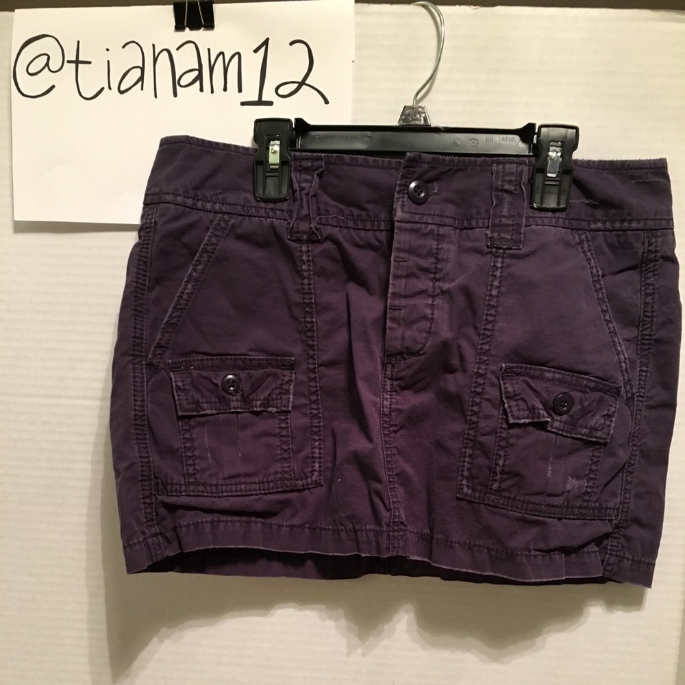 Distressed navy jean/cargo skirt