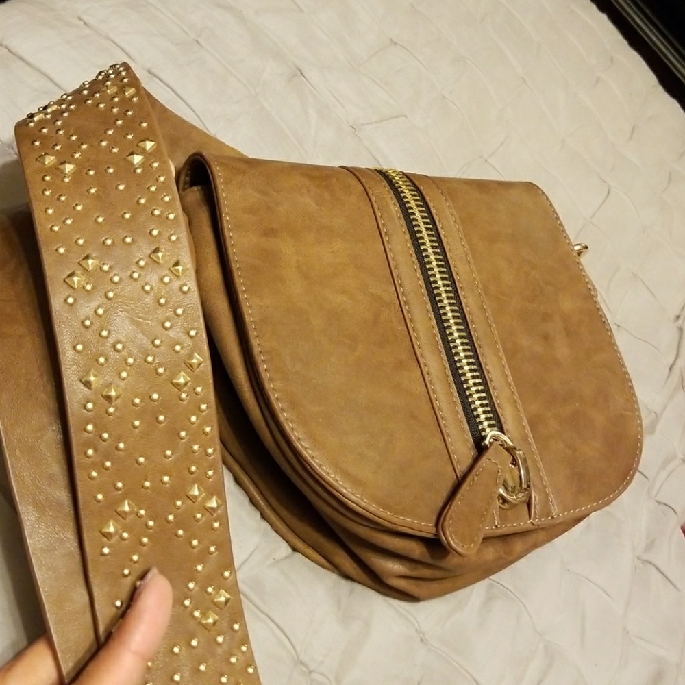 Brown studded strap purse/Never used