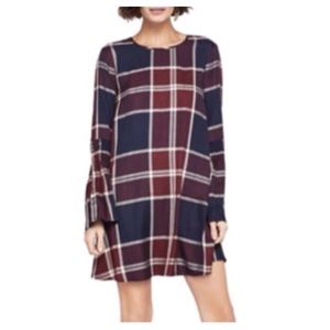 NWT BCBGeneration Plaid Bell Sleeve Shift Dress M