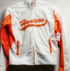 🆕EUC Small White and Orange Hooters Jacket 🆕EUC Small White and Orange Hooters Jacket
