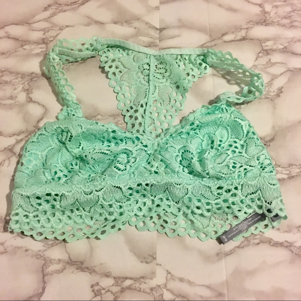 Aerie Boho Lace Razorback Bralette Bra Green