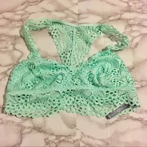 Aerie Boho Lace Razorback Bralette Bra Green