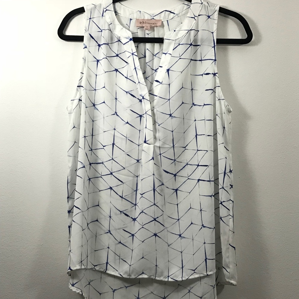 Philosophy Sleeveless Blue & White Blouse
