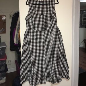 A-Line Black and White Checkered Dress 1X