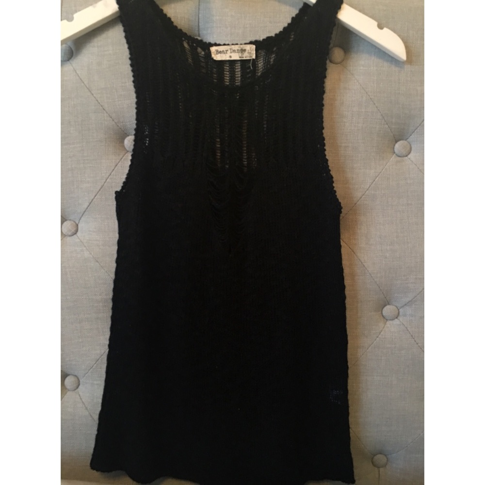 Black, Knit, Tank Top