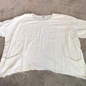 Cream White Colored Cope Cropped Tee Shirt Cream White Colored Cope Cropped Tee Shirt