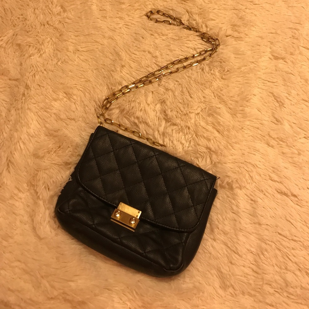 Black Quilted Crossbody
