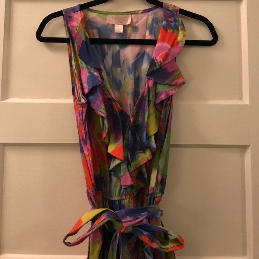 H&M brightly colored tulip dress with belt