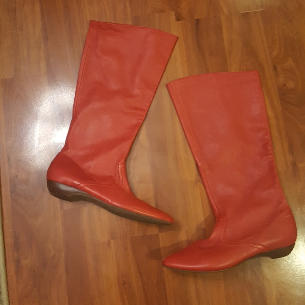 leather red boots
