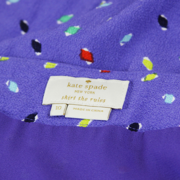 Kate Spade purple periwinkle dotted A-line skirt - Picture 2 of 7
