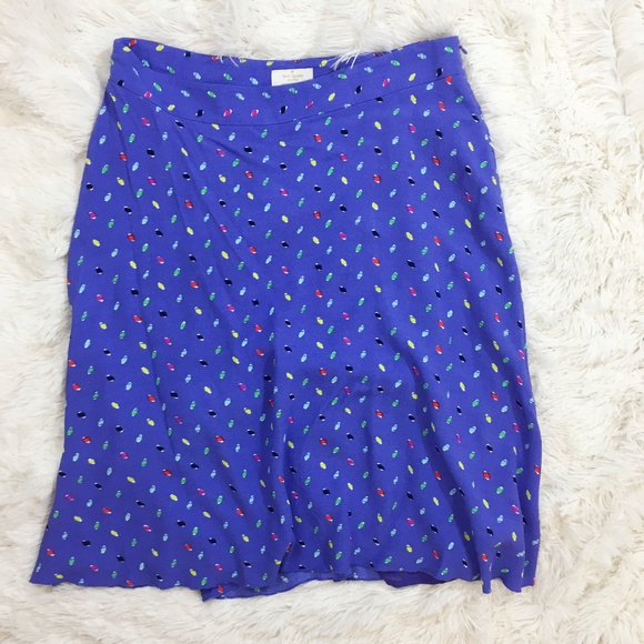 Kate Spade purple periwinkle dotted A-line skirt - Picture 3 of 7