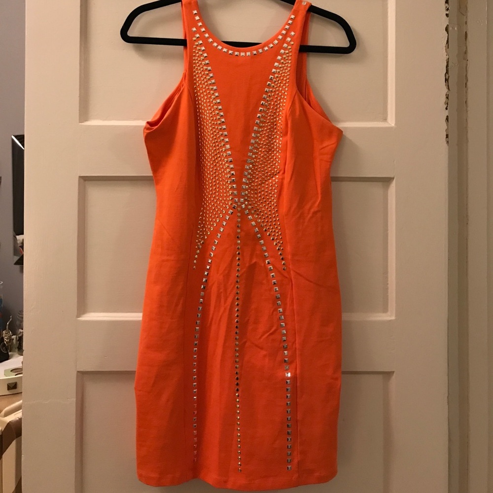 bebe bodycon Low back embellished dress