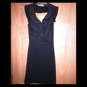 Black ruffle plunge neck mini dress Black ruffle plunge neck mini dress