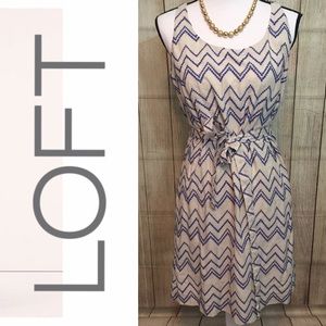 ••Loft•• cream & blue dress ••Loft•• cream & blue dress