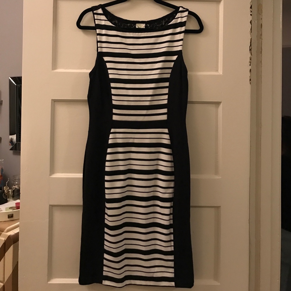 Flattering Anthropologie striped lace dress