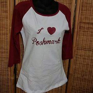 I. 💖 Poshmark 3/4 Sleeve White & Burgundy Tee