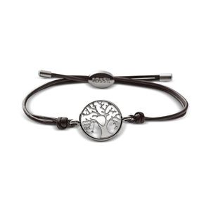 Fossil Tree Coin Brown Leather Wrap Bracelet