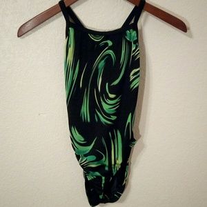 Speedo black/green one piece