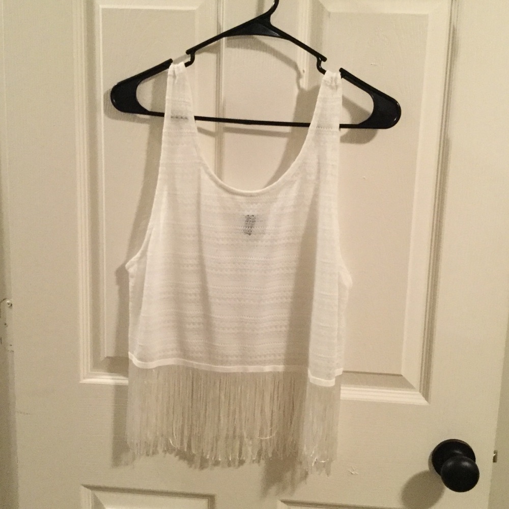 White fringe tank top