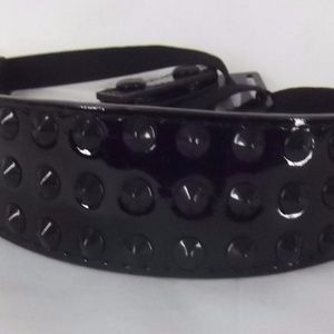 Style & Co Patent Leather Stud Stretch Belt Black