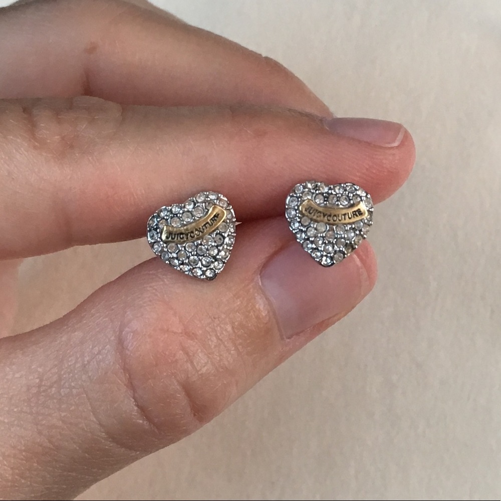Juicy Couture pave heart stud earrings