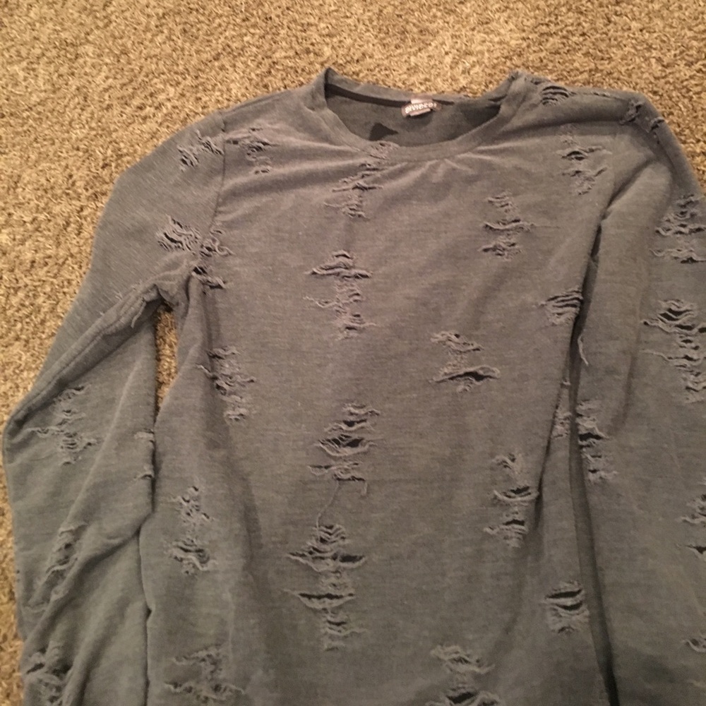 Grey ripped long sleeve tee