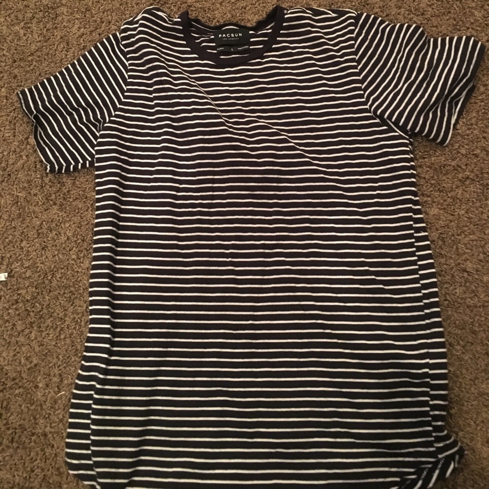 Striped ribbed pacsun curved hem tee