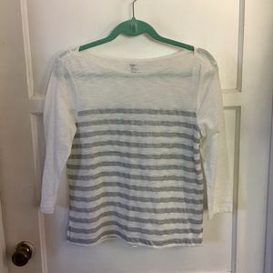 Gap • Sparkly Silver Striped 3/4 Sleeve Top • Sm