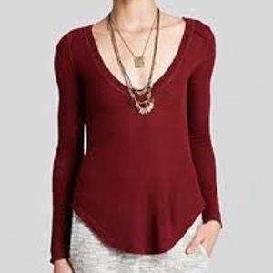 🍁 Free People burgundy long sleeve top