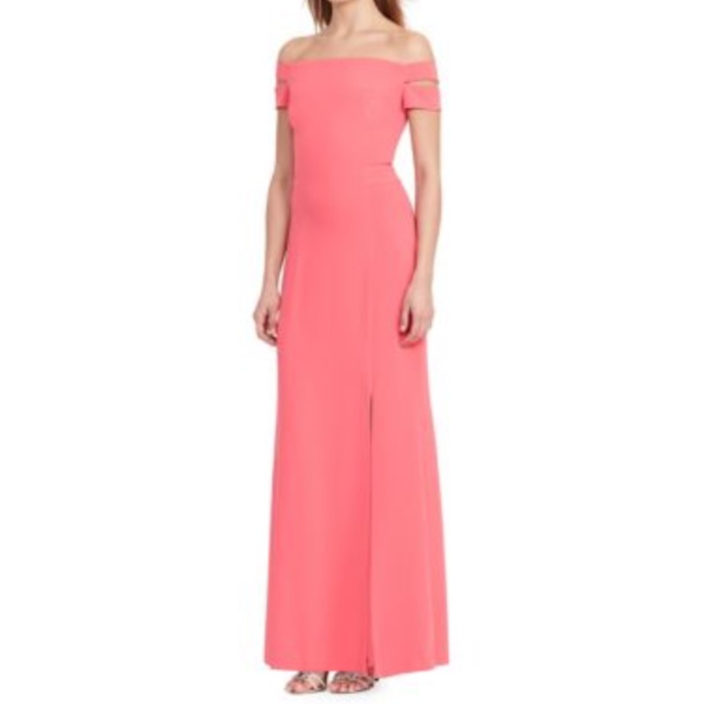 Off-the-shoulder evening gown