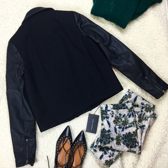 ✨ NWT ✨Zara jewel wool & faux leather coat - Picture 4 of 6