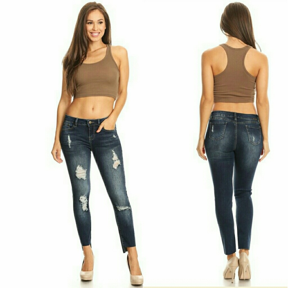 Raw Step hem Ripped jeans
