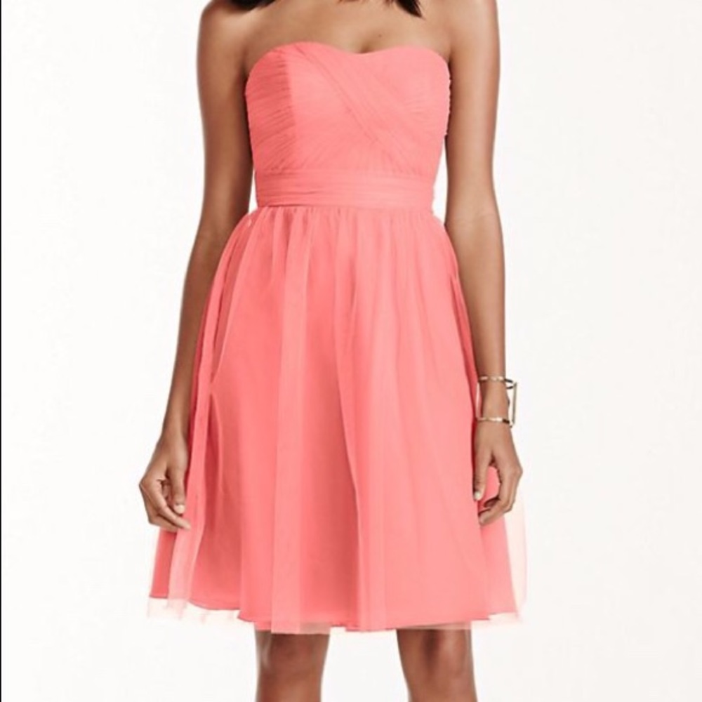 David’s Bridal Short Strapless Tulle Dress