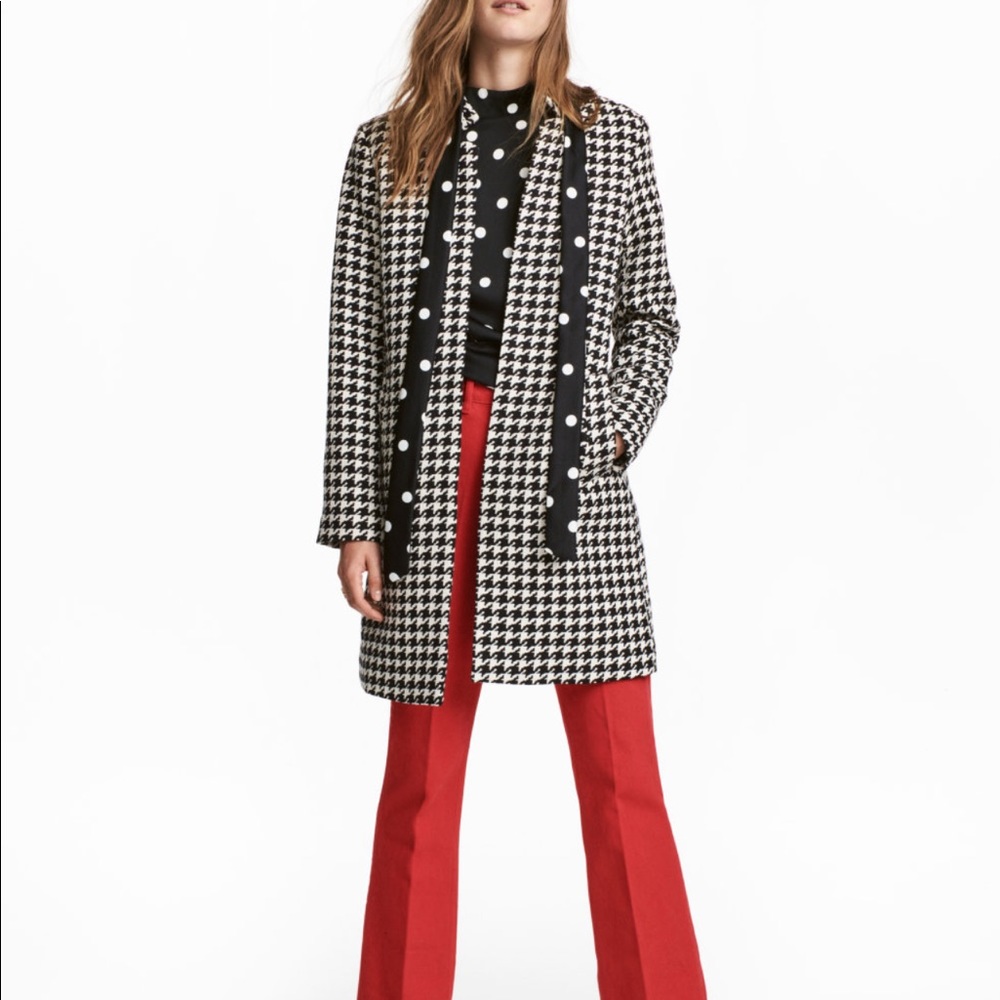 GINGER Houndstooth long dress coat