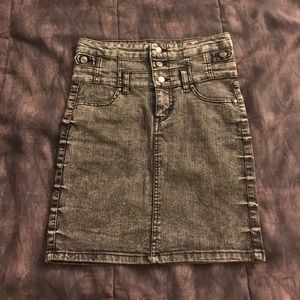 Acid Wash Gray High Waist Denim Skirt