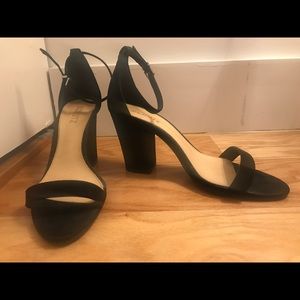 Schutz Medium Block Heel Strappy Sandal in Black