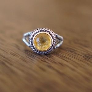 Citrine sterling silver cable ring size 6