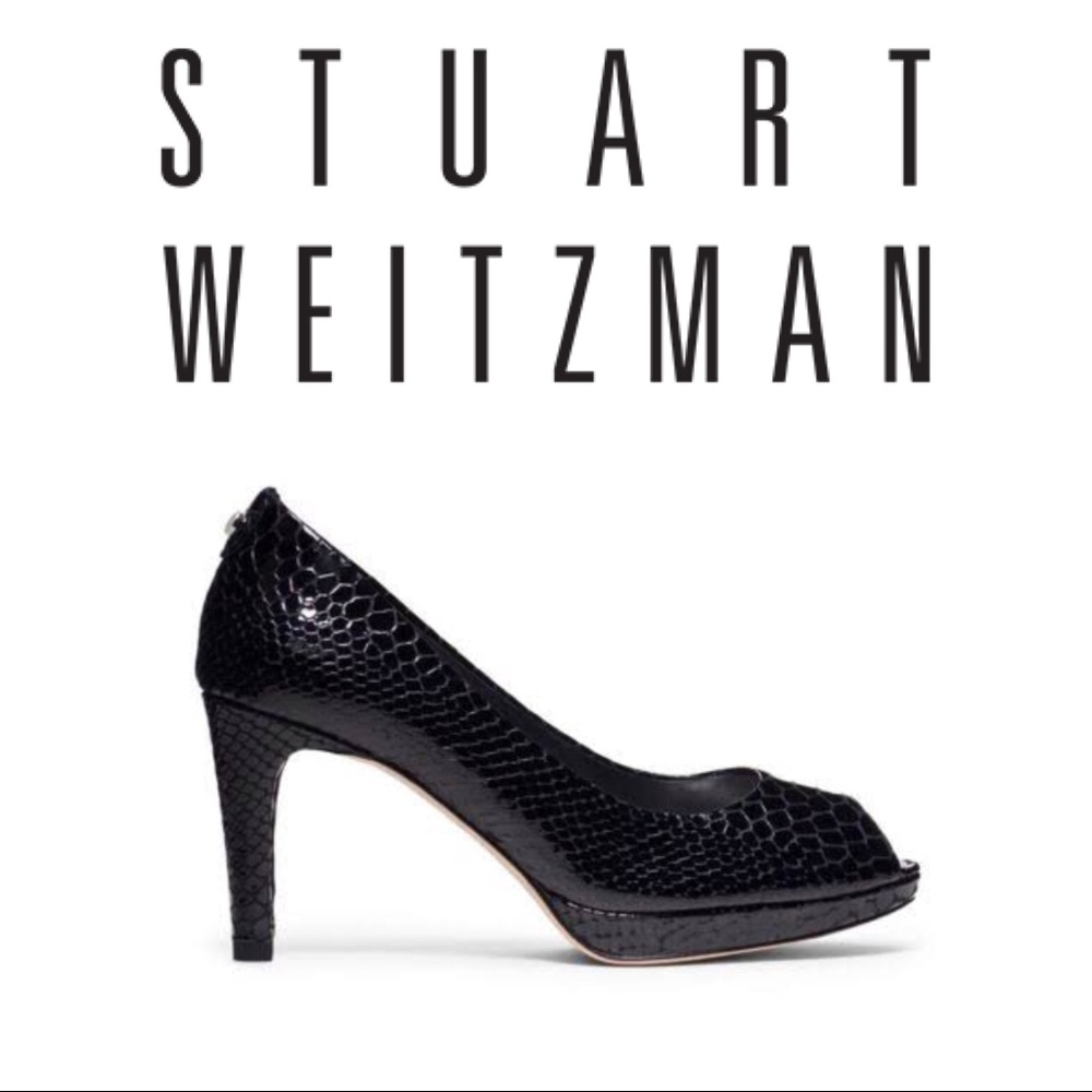 Stuart Weitzman Navy Blue Snakeskin Pumps