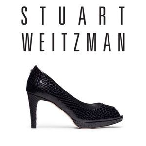 Stuart Weitzman Navy Blue Snakeskin Pumps