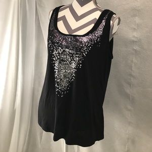 Black and silver sequin tank top