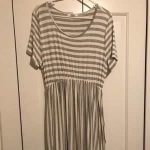 Gray and white striped sundress